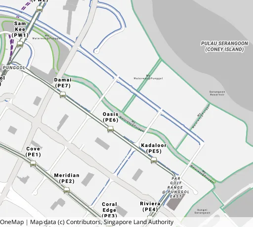 Map of the area around Blk 684D Edgedale Plains in Punggol, showing 400 m and 1 km rings and 5 primary schools within 1 km
