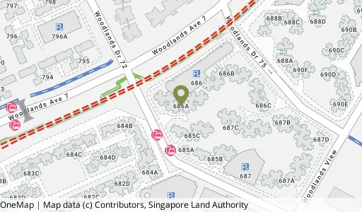 Location map of Blk 686A Woodlands Dr 73, a HDB resale block in Woodlands, Singapore