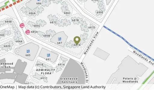 Location map of Blk 687A Woodlands Dr 75, a HDB resale block in Woodlands, Singapore