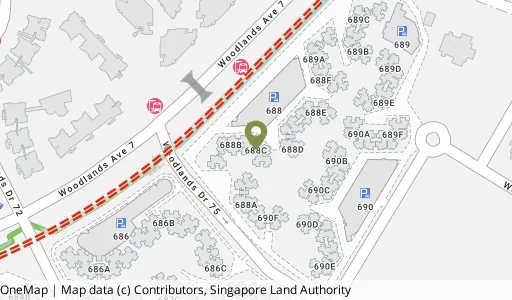 Location map of Blk 688C Woodlands Dr 75, a HDB resale block in Woodlands, Singapore