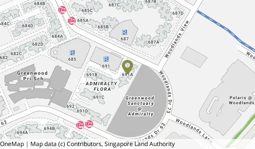 Location map of Blk 691A Woodlands Dr 73, a HDB resale block in Woodlands, Singapore