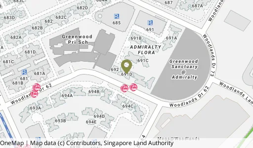 Location map of Blk 691D Woodlands Dr 73, a HDB resale block in Woodlands, Singapore