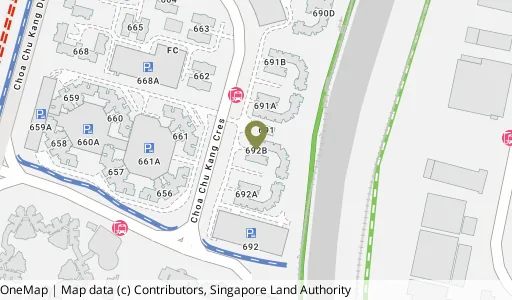 Location map of Blk 692B Choa Chu Kang Cres, a HDB resale block in Choa Chu Kang, Singapore