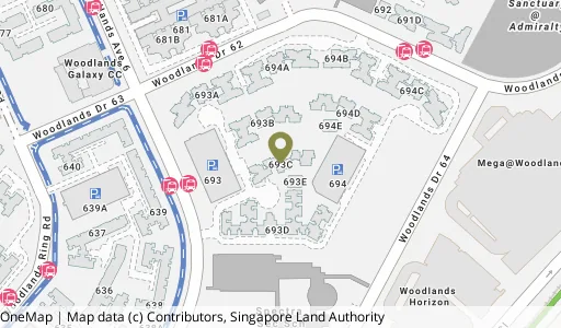 Location map of Blk 693C Woodlands Ave 6, a HDB resale block in Woodlands, Singapore