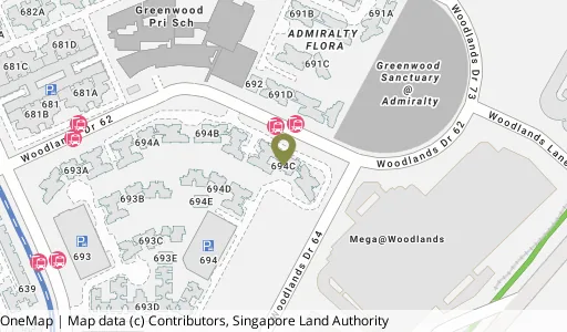 Location map of Blk 694C Woodlands Dr 62, a HDB resale block in Woodlands, Singapore