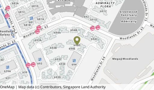 Location map of Blk 694D Woodlands Dr 62, a HDB resale block in Woodlands, Singapore