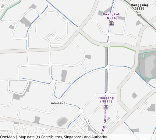Map of the area around Blk 699C Hougang St 52 in Hougang, showing 400 m and 1 km rings and 6 primary schools within 1 km