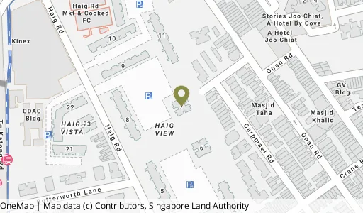 Location map of Blk 7 Haig Rd, a HDB resale block in Geylang, Singapore