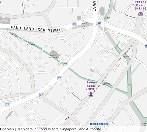 Map of the area around Blk 7 St. George's Lane in Kallang/Whampoa, showing 400 m and 1 km rings and 2 primary schools within 1 km