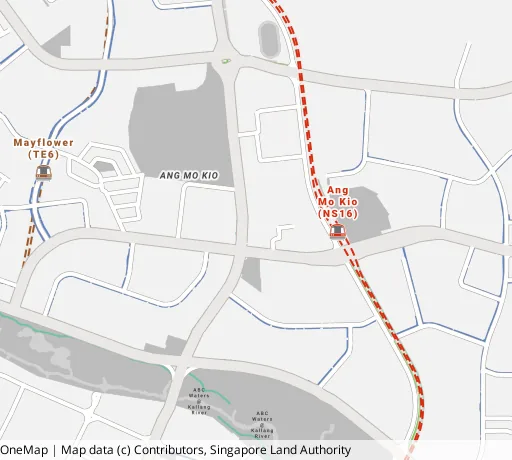 Map of the area around Blk 700A Ang Mo Kio Ave 6 in Ang Mo Kio, showing 400 m and 1 km rings and 4 primary schools within 1 km