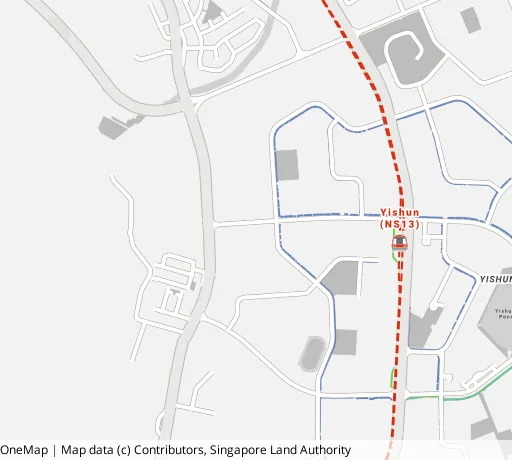Map of the area around Blk 701 Yishun Ave 5 in Yishun, showing 400 m and 1 km rings and 3 primary schools within 1 km