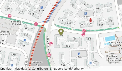 Location map of Blk 702 Choa Chu Kang St 53, a HDB resale block in Choa Chu Kang, Singapore