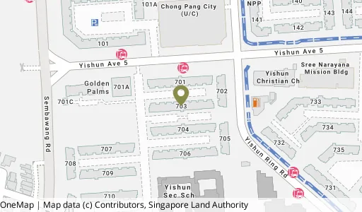 Location map of Blk 703 Yishun Ave 5, a HDB resale block in Yishun, Singapore