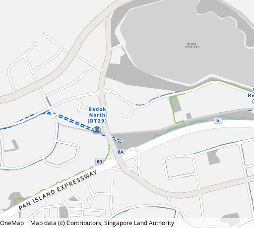 Map of the area around Blk 704 Bedok Reservoir Rd in Bedok, showing 400 m and 1 km rings and 1 primary school within 1 km