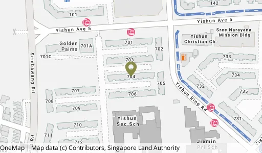 Location map of Blk 704 Yishun Ave 5, a HDB resale block in Yishun, Singapore