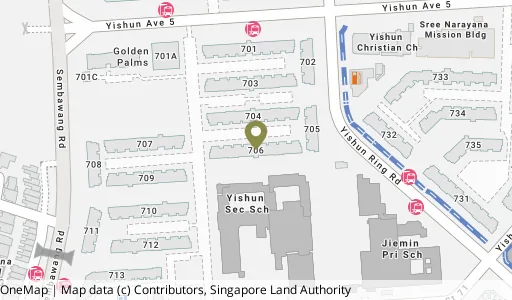 Location map of Blk 706 Yishun Ave 5, a HDB resale block in Yishun, Singapore