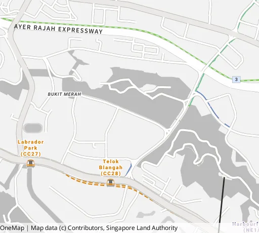 Map of the area around Blk 70A Telok Blangah Hts in Bukit Merah, showing 400 m and 1 km rings and 1 primary school within 1 km
