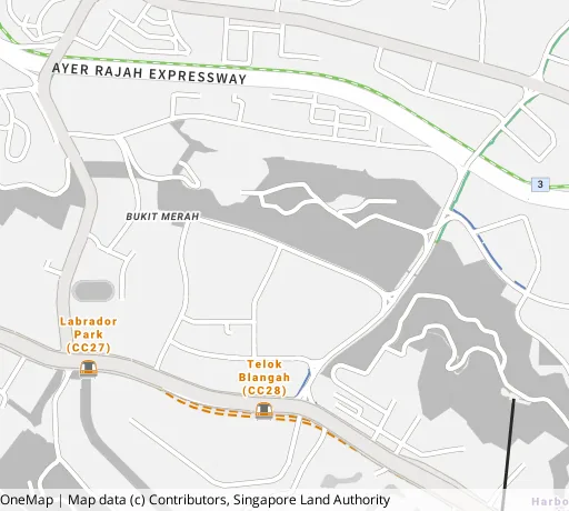 Map of the area around Blk 70B Telok Blangah Hts in Bukit Merah, showing 400 m and 1 km rings and 1 primary school within 1 km