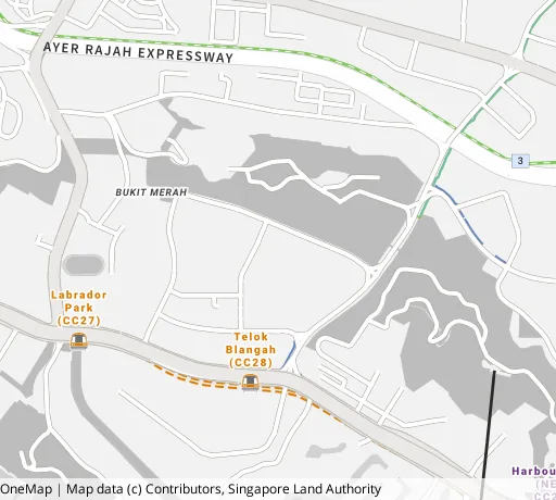 Map of the area around Blk 70C Telok Blangah Hts in Bukit Merah, showing 400 m and 1 km rings and 1 primary school within 1 km