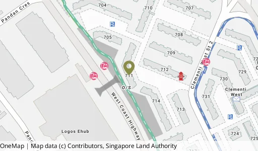 Location map of Blk 711 Clementi West St 2, a HDB resale block in Clementi, Singapore