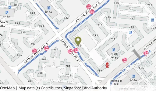 Location map of Blk 711 Jurong West St 71, a HDB resale block in Jurong West, Singapore