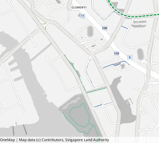 Map of the area around Blk 714 Clementi West St 2 in Clementi, showing 400 m and 1 km rings and 3 hawker centres within 1 km
