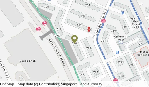Location map of Blk 714 Clementi West St 2, a HDB resale block in Clementi, Singapore