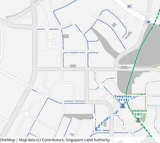 Map of the area around Blk 714 Tampines St 71 in Tampines, showing 400 m and 1 km rings and 2 primary schools within 1 km