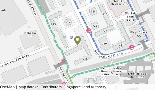Location map of Blk 716 Clementi West St 2, a HDB resale block in Clementi, Singapore