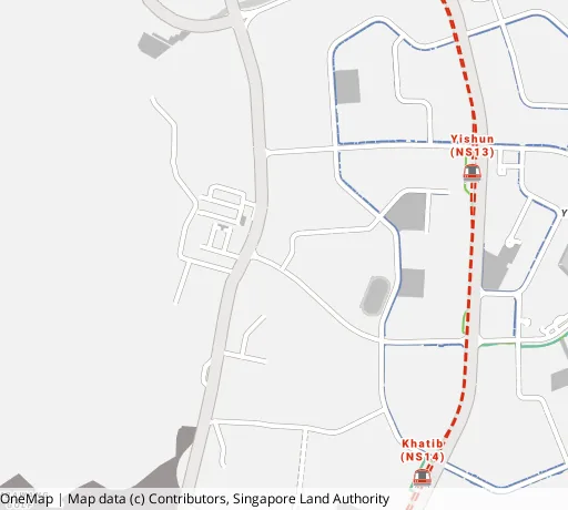 Map of the area around Blk 716 Yishun St 71 in Yishun, showing 400 m and 1 km rings and 2 primary schools within 1 km