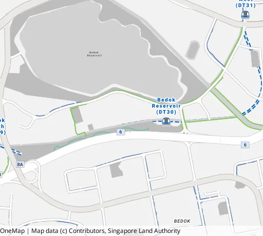 Map of the area around Blk 723 Bedok Reservoir Rd in Bedok, showing 400 m and 1 km rings and 4 primary schools within 1 km