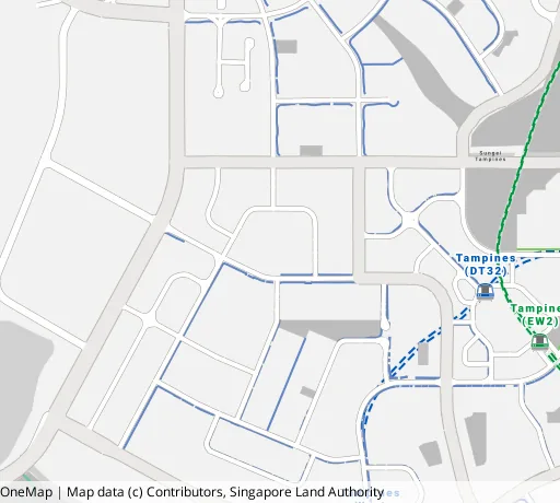Map of the area around Blk 724 Tampines St 71 in Tampines, showing 400 m and 1 km rings and 3 primary schools within 1 km