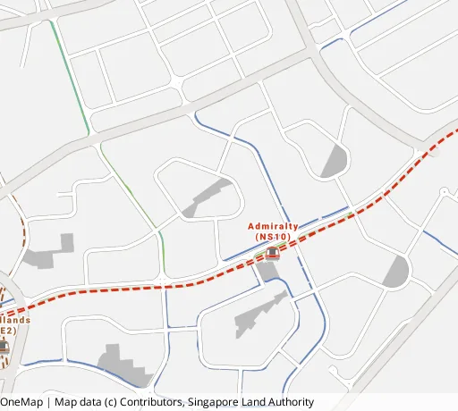Map of the area around Blk 728 Woodlands Circle in Woodlands, showing 400 m and 1 km rings and 5 primary schools within 1 km