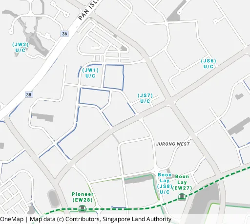 Map of the area around Blk 735 Jurong West St 75 in Jurong West, showing 400 m and 1 km rings and 4 primary schools within 1 km