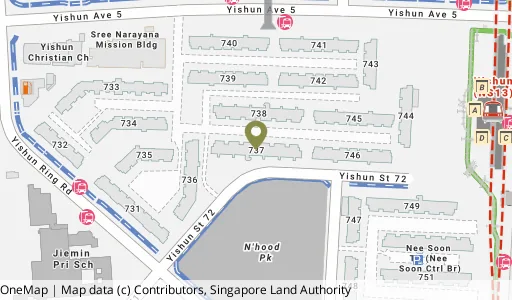 Location map of Blk 737 Yishun St 72, a HDB resale block in Yishun, Singapore