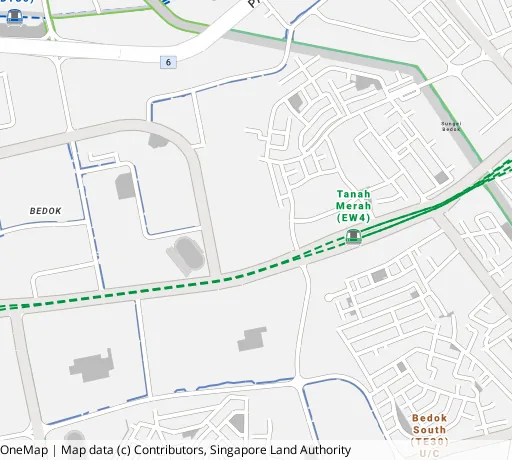 Map of the area around Blk 74 Bedok Nth Rd in Bedok, showing 400 m and 1 km rings and 2 primary schools within 1 km