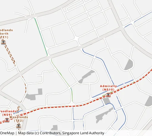 Map of the area around Blk 740 Woodlands Circle in Woodlands, showing 400 m and 1 km rings and 4 primary schools within 1 km