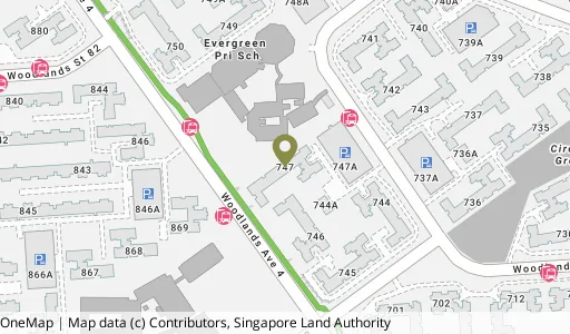 Location map of Blk 747 Woodlands Circle, a HDB resale block in Woodlands, Singapore