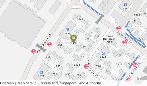 Location map of Blk 749 Pasir Ris St 71, a HDB resale block in Pasir Ris, Singapore