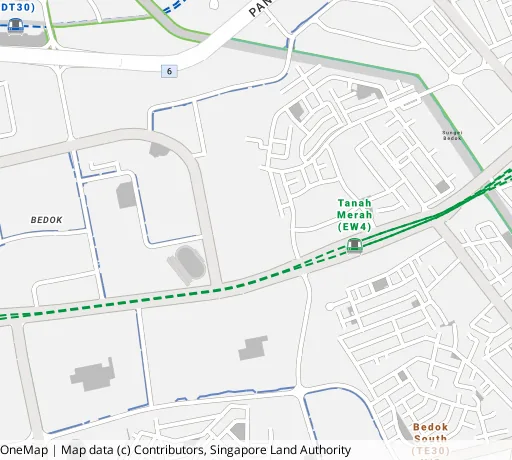 Map of the area around Blk 75 Bedok Nth Rd in Bedok, showing 400 m and 1 km rings and 2 primary schools within 1 km