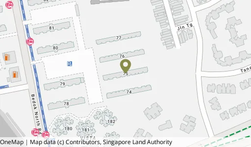 Location map of Blk 75 Bedok Nth Rd, a HDB resale block in Bedok, Singapore