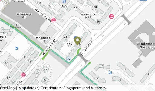 Location map of Blk 75 Whampoa Dr, a HDB resale block in Kallang/Whampoa, Singapore
