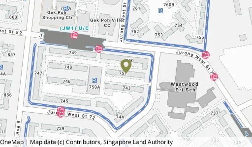 Location map of Blk 751 Jurong West St 73, a HDB resale block in Jurong West, Singapore