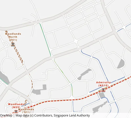 Map of the area around Blk 753 Woodlands Circle in Woodlands, showing 400 m and 1 km rings and 4 primary schools within 1 km