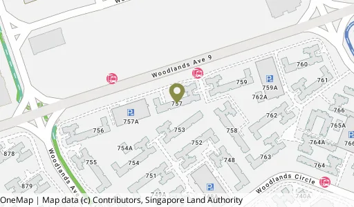 Location map of Blk 757 Woodlands Ave 4, a HDB resale block in Woodlands, Singapore