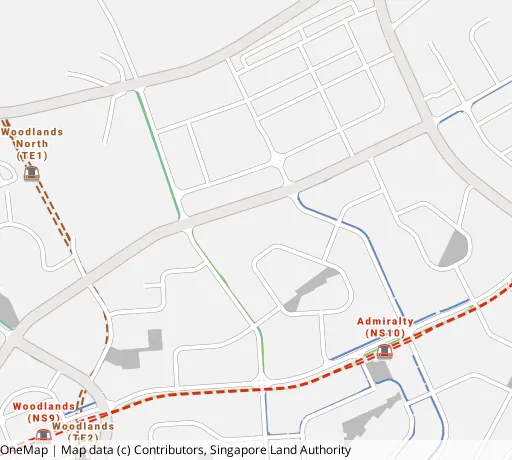 Map of the area around Blk 758 Woodlands Ave 6 in Woodlands, showing 400 m and 1 km rings and 4 primary schools within 1 km