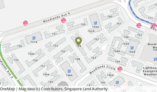 Location map of Blk 758 Woodlands Ave 6, a HDB resale block in Woodlands, Singapore