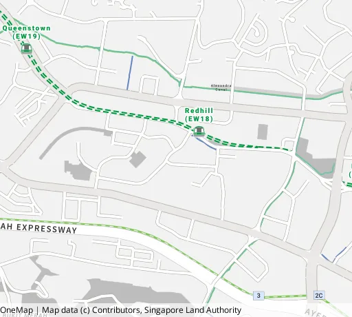 Map of the area around Blk 75A Redhill Rd in Bukit Merah, showing 400 m and 1 km rings and 1 primary school within 1 km