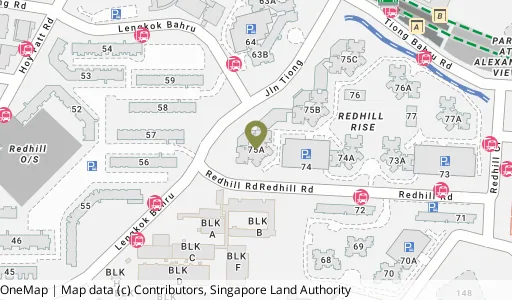 Location map of Blk 75A Redhill Rd, a HDB resale block in Bukit Merah, Singapore