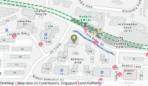 Location map of Blk 75C Redhill Rd, a HDB resale block in Bukit Merah, Singapore